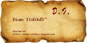 Dian Ildikó névjegykártya